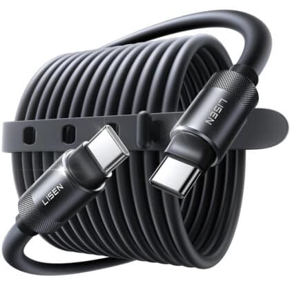 Lisen - Καλώδιο Δεδομένων L115 (YL0125040001) - Type-C σε Type-C, Γρήγορη Φόρτιση, 100W, 480Mbps, Αλουμίνιο, Σιλικόνη, 3μ - Μαύρο