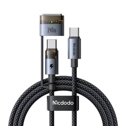 Mcdodo CA-8860 Καλώδιο Δεδομένων 2σε1, Type-C σε USB-C + MagSafe 3, 240W, Ένδειξη LED, 2m, Μαύρο