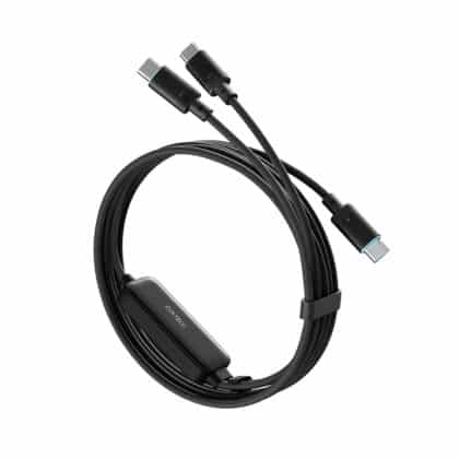 Cuktech C2C615 Καλώδιο Δεδομένων Type-C σε 2x Type-C 140W 6A 480Mbps 1.5m, Μαύρο