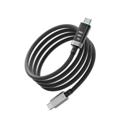 Cuktech - Καλώδιο Δεδομένων CTC620P (CCTC620POSBK) USB-C σε USB-C Ψηφιακή Οθόνη 240W 6A 480Mbps E-Marker Chip 2m Μαύρο