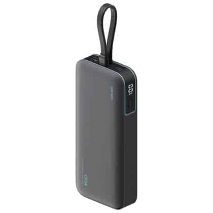 Cuktech - Power Bank LPB200N (CUKL200NMXGR) - με ενσωματωμένο καλώδιο USB-C, USB, Type-C, LED οθόνη, 20000mAh, 40W - Γκρι