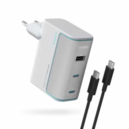 Cuktech - Φορτιστής Τοίχου AD1003EU (CKAD1003EUGW) - με Καλώδιο Type-C, 2x USB-C, USB, 100W, Τεχνολογία GaN - Λευκός