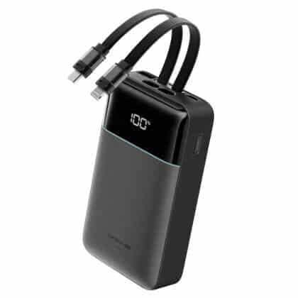 Cuktech - Power Bank LPB200NL (CKB200NLGLGY) - με ενσωματωμένο καλώδιο Type-C και Lightning, οθόνη, 40W, 20000mAh - Γκρι