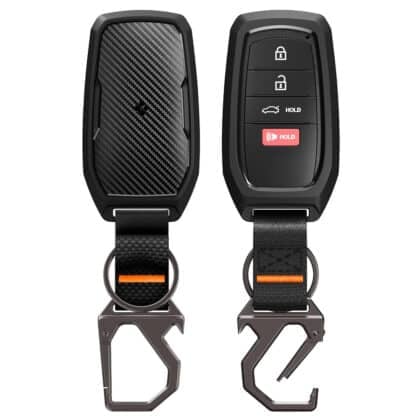 Spigen TK100 Θήκη Κλειδιού Toyota με Καραμπίνερ (ACS11366), Αντιολισθητικό Πλευρικό Σχέδιο, Εφέ Ανθρακονήματος, Μαύρο