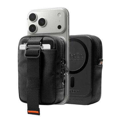 Μαύρη θήκη πορτοφόλι Spigen TinTap ZIP MagFit 2 από νάιλον για Apple με MagSafe