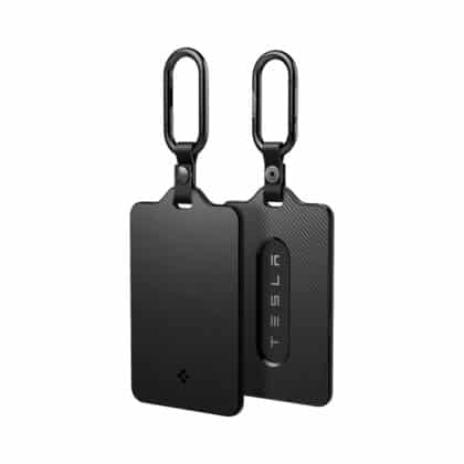 Spigen - Holder Case Air Fit (ACP07175) για Tesla Key Cards, 2x Καραμπίνερ, 4x Προστατευτική Μεμβράνη, Άνοιγμα Λογότυπου - Μαύρο (2 Pack)