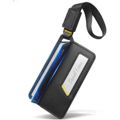 Spigen - Universal Luggage Tag LF510 (AHP09776) - Premium Velo Leather, Ασφαλές Μαγνητικό Κλείσιμο, Διπλό Κλείσιμο Velcro - Μαύρο