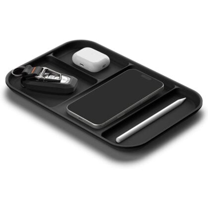 Spigen - Δίσκος Οργάνωσης LD403 (AHP10136) - Τέσσερις Θήκες, Υποδοχή Στήριξης Τηλεφώνου, Αντιολισθητική Βάση, Πολυουρεθάνη - Μαύρο