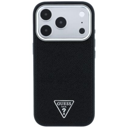 Μαύρη θήκη Guess Grained Triangle Logo MagSafe για iPhone 17 Pro και iPhone 18 Pro