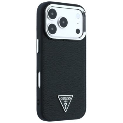 Μαύρη θήκη Guess Grained Triangle Logo MagSafe για iPhone 17 Pro και iPhone 18 Pro