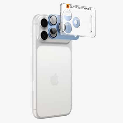 Spigen Optik.tR EZ Fit Pro XL γυάλινη προστασία κάμερας για iPhone 18 Pro Max σε μπλε χρώμα