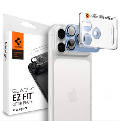 Spigen Optik.tR EZ Fit Pro XL γυάλινη προστασία κάμερας για iPhone 18 Pro Max σε μπλε χρώμα
