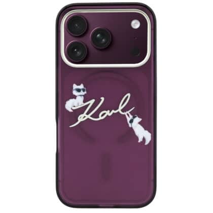 Κόκκινη θήκη Karl Lagerfeld IML Choupette and Karl Script Logo για Apple iPhone 18 Pro