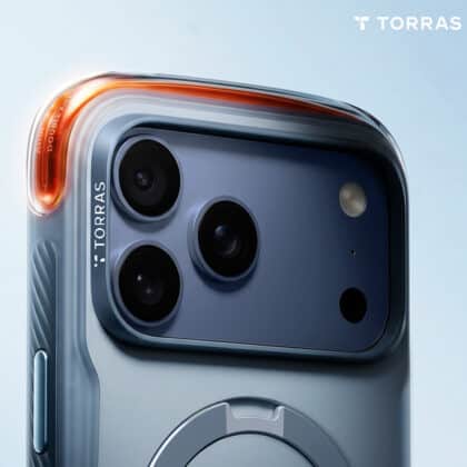 Γκρι θήκη Torras Ostand Q3 Air Pro για iPhone 18 Pro με βάση στήριξης και MagSafe