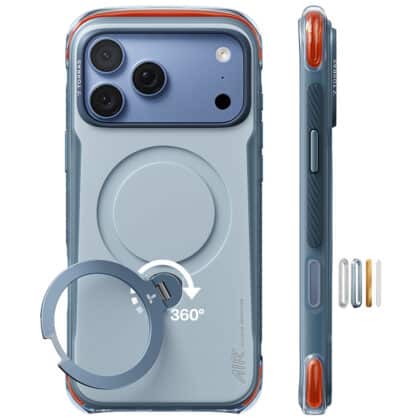 Γκρι θήκη Torras Ostand Q3 Air Pro για iPhone 18 Pro με βάση στήριξης και MagSafe