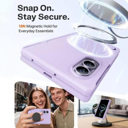 Μωβ θήκη Torras Ostand L1 Guardian για Samsung Galaxy Z Fold8 με βάση στήριξης και ενσωματωμένο MagSafe