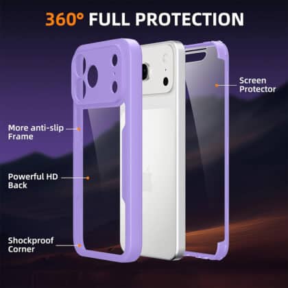 Techsuit ColorVerse 360 διαφανής θήκη σε μωβ χρώμα για iPhone 17 Pro Max και 18 Pro Max