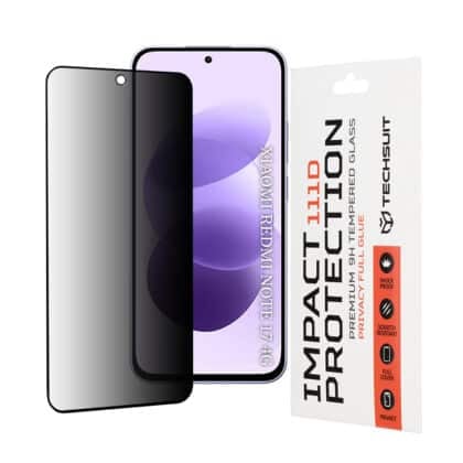 Techsuit 111D Privacy Full Glue Μεμβράνη Προστασίας Οθόνης για Xiaomi Redmi Note 17 4G / Redmi Note 17 5G, Μαύρη