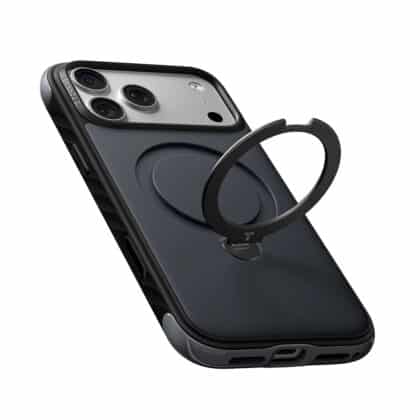 Μαύρη θήκη Torras Ostand Q3 Rugged για iPhone 18 Pro με MagSafe και βάση στήριξης