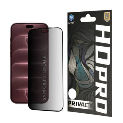 Lito HD Pro Privacy Μεμβράνη Προστασίας για iPhone 18 Pro Max, Μαύρη