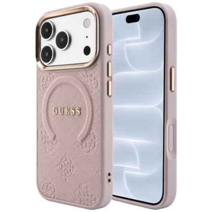 Guess Saffiano Peony & Ring - θήκη για Apple iPhone 18 Pro / 17 Pro - Ροζ