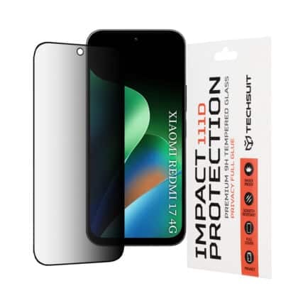 Techsuit 111D Privacy Full Glue Μεμβράνη Προστασίας Οθόνης για Xiaomi Redmi 17 4G / Redmi 17 5G, Μαύρη