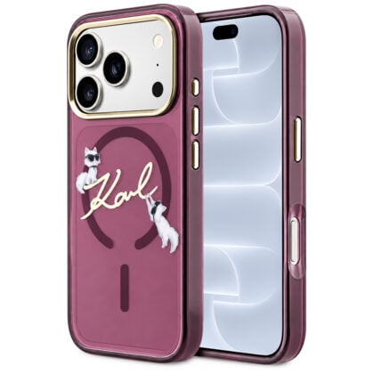 Karl Lagerfeld IML Choupette and Karl Script Logo - θήκη για Apple iPhone 18 Pro / 17 Pro - Κόκκινο
