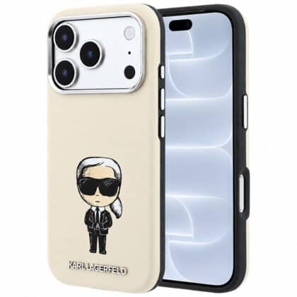 Karl Lagerfeld Smooth Leather Ikonik Sketch - θήκη για Apple iPhone 18 Pro / 17 Pro - Μπεζ