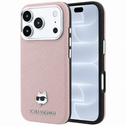Karl Lagerfeld Grained Leather Choupette Head - θήκη για Apple iPhone 18 Pro / 17 Pro - Ροζ