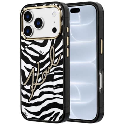 Karl Lagerfeld IML Signature Zebra Glitter - θήκη για Apple iPhone 18 Pro / 17 Pro - Μαύρο