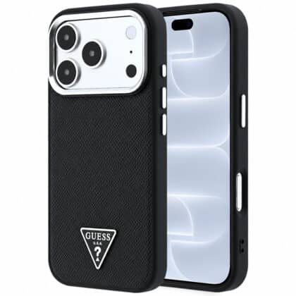 Μαύρη θήκη Guess Grained Triangle Logo MagSafe για iPhone 17 Pro και iPhone 18 Pro