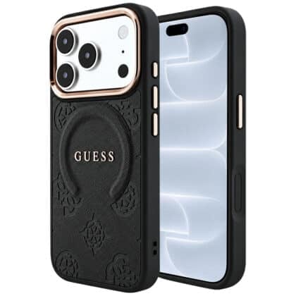 Guess Saffiano Peony & Ring - θήκη για Apple iPhone 18 Pro / 17 Pro - Μαύρο