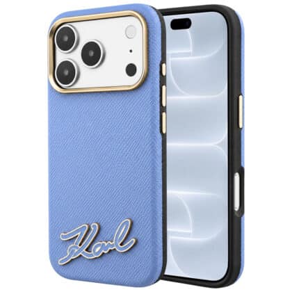 Karl Lagerfeld Grained με Λογότυπο από Ρητίνη MagSafe - θήκη για Apple iPhone 18 Pro / 17 Pro - Μπλε