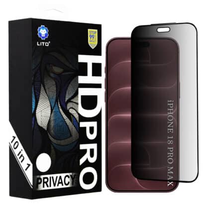 Lito HD Pro Privacy Μεμβράνη Οθόνης για iPhone 18 Pro Max, Μαύρη (10 Τεμάχια)