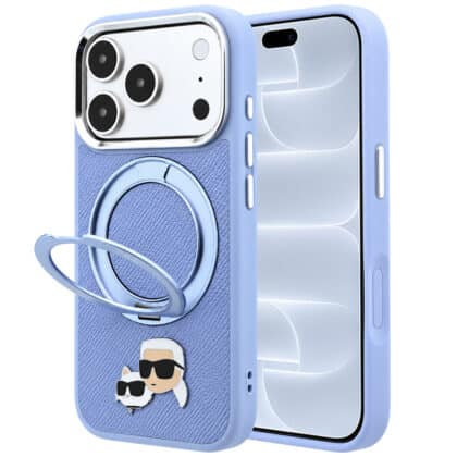 Karl Lagerfeld Karl Lagerfeld με Ring Stand 360 Karl & Choupette Heads Pin MagSafe - θήκη για Apple iPhone 18 Pro / 17 Pro - Μπλε