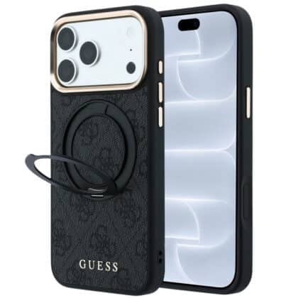 Guess Ring Stand 360 4G Leather Classic Logo - θήκη για Apple iPhone 18 Pro / 17 Pro - Μαύρο