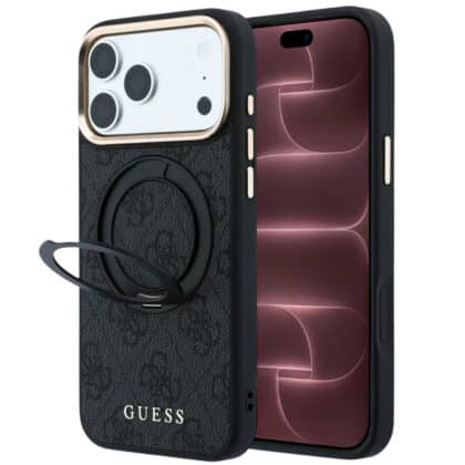 Guess Ring Stand 360 4G Leather Classic Logo - θήκη για Apple iPhone 18 Pro Max / 17 Pro Max - Μαύρο