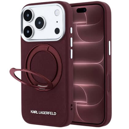 Karl Lagerfeld Ring Stand 360 Saffiano Classic Logo MagSafe - θήκη για Apple iPhone 18 Pro Max / 17 Pro Max - Κόκκινο