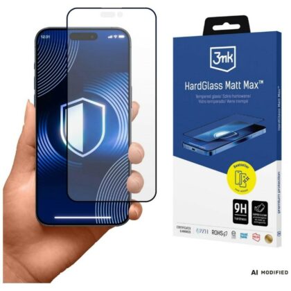 3MK HardGlass Matt Max Προστατευτικό Γυαλί για Apple iPhone 14 Pro Max, Μαύρο