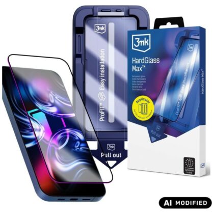 3MK HardGlass Max Προστατευτικό Γυαλί με Εφαρμογέα για Apple iPhone 15 Pro, Μαύρο