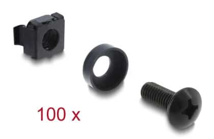 Delock Σετ Βίδες και Παξιμάδια M6 16mm, Μαύρο, 100τμχ, 42434 για Rack