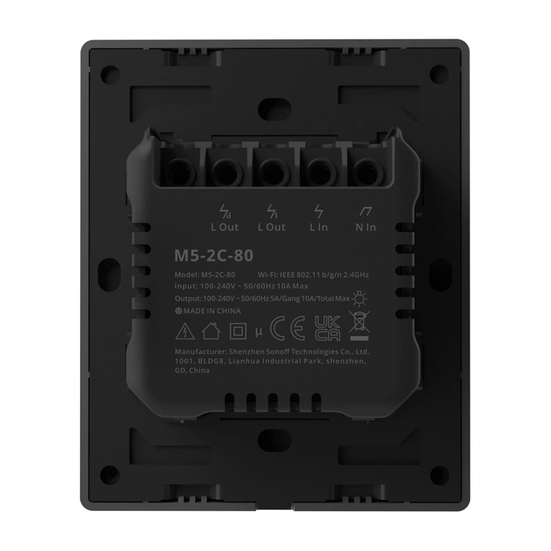 SONOFF M5-2C-80 Έξυπνος επιτοίχιος διακόπτης Matter over WiFi 2 καναλιών γραφίτης - Image 5