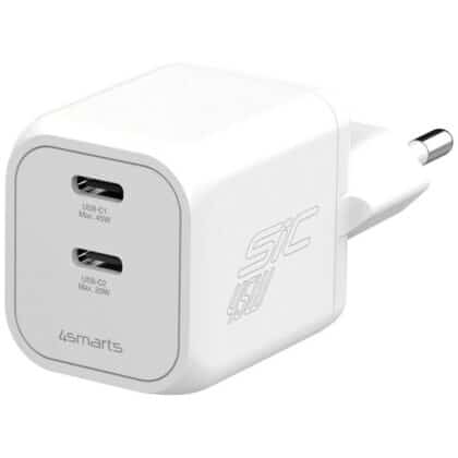 Φορτιστής τοίχου 4smarts PDPlug SiC Dual 45W 2xUSB-C λευκός