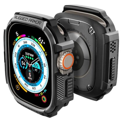 Μαύρη ματ θήκη Spigen Rugged Armor από TPU για Apple Watch Ultra 49mm