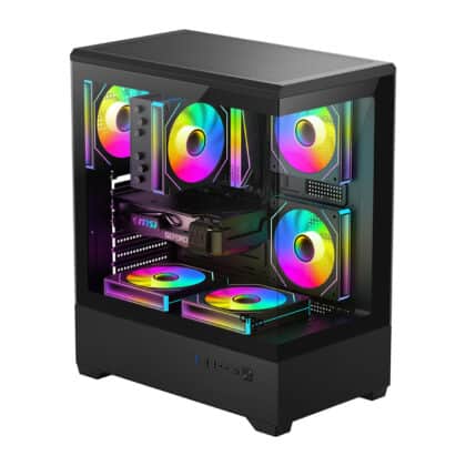 Μαύρη θήκη υπολογιστή DarkFlash C365 Mini Tower με πάνελ από σκληρυμένο γυαλί
