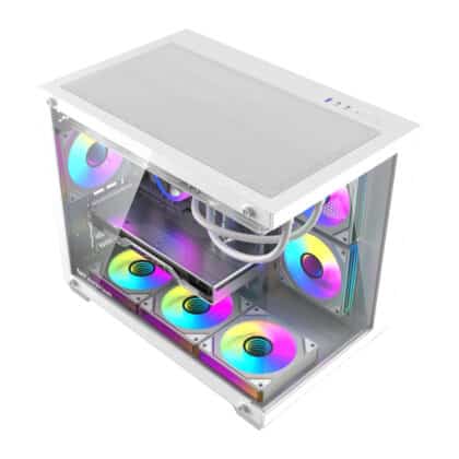 Λευκή θήκη υπολογιστή Darkflash B275 PRO Mini Tower με γυάλινο πλαϊνό πάνελ και RGB ανεμιστήρες