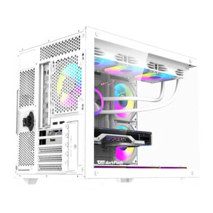Λευκή θήκη υπολογιστή Darkflash B275 PRO Mini Tower με γυάλινο πλαϊνό πάνελ και RGB ανεμιστήρες