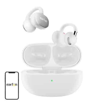 Λευκά ασύρματα ακουστικά EarFun Clip 2 clip-on ανοιχτού τύπου