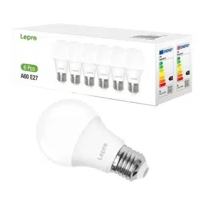 LEPRO 100090-DW-EU-6 Λαμπτήρας LED E27 A60, 8,5 W (60 W), 806 lm, 6500 K, Συσκευασία 6 Τεμαχίων