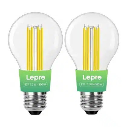 LEPRO 100094-WW-EU-2 Λαμπτήρας LED Τύπου Νήματος E27, 7,2 W, 1521 lm, 2700 K, Συσκευασία 2 Τεμαχίων